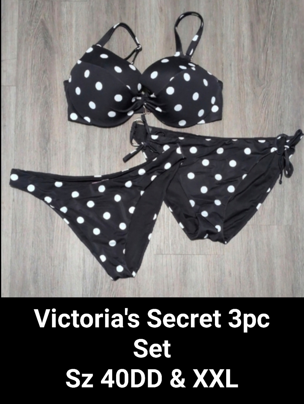 Victoria's Secret Twist Front Bikini Set Side Tie & Brazillian Bottoms 40DD XXL